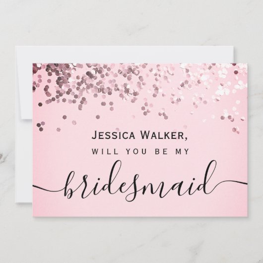 シンプルでエレガントな美意識 輝く私のブライズメイド 招待状 (正面)