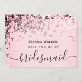 シンプルでエレガントな美意識 輝く私のブライズメイド 招待状 (正面/裏面)