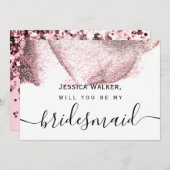 シンプルでエレガントな美意識 輝く私のブライズメイド 招待状 (正面/裏面)