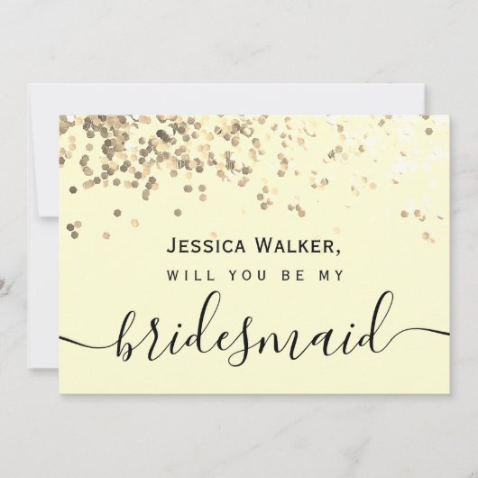 シンプルでエレガントな美意識 輝く私のブライズメイド 招待状 (正面)