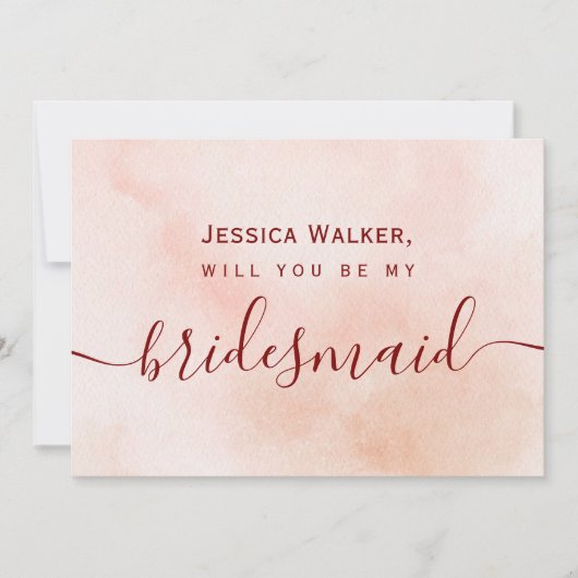 シンプルでエレガントな美観の水彩画のブライズメイド 招待状 (正面)