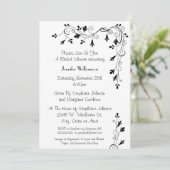 シンプルでエレガントな花の渦巻パターンブライダルシャワー 招待状 (スタンド正面)