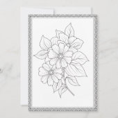 シンプルでエレガントな花柄の自分で色付けするグリーティングカード サンキューカード (正面)