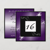 シンプルでエレガントな菓子16の招待(紫色) 招待状 (正面/裏面)