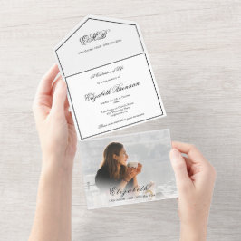 シンプルでエレガントな葬儀 追悼 フォト オールインワン招待状