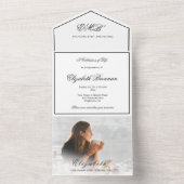 シンプルでエレガントな葬儀 追悼 フォト オールインワン招待状 (内側)