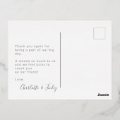 シンプルでエレガントな銀箔のカードで、完璧な結婚式のお礼状に！ あなた自身の写真、名前、結婚式の日付 箔シーズンポストカード (裏面)