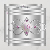 シンプルでエレガントな銀製の招待 招待状 (正面/裏面)