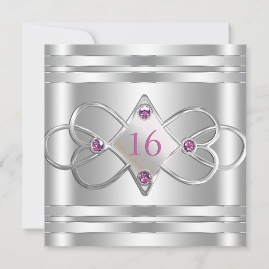 シンプルでエレガントな銀製の招待 招待状 (正面)