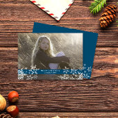 シンプルでエレガントな雪の結晶 青い写真 クリスマス