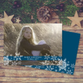 シンプルでエレガントな雪の結晶 青い写真 クリスマス