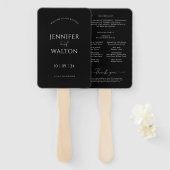 シンプルでエレガントな黒と白のウェディング ハンドファン (正面&裏面)