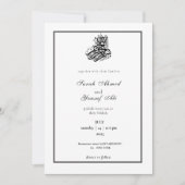 シンプルでエレガントな黒と白のニッカ・ウェディング 招待状 (正面)