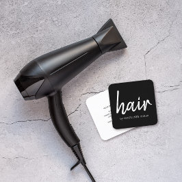 シンプルでエレガントな黒と白のヘアスタイリスト スクエア名刺