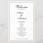 シンプルでエレガントな黒と白の結婚式プログラム チラシ (正面)