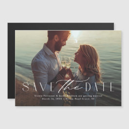 シンプルでエレガントな1枚の写真 現代的なスタイルの結婚式延期のお知らせ マグネット招待状