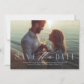 シンプルでエレガントな1枚の写真 現代的なスタイルの結婚式延期のお知らせ マグネット招待状 (正面)