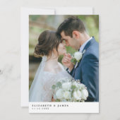 シンプルでエレガントな2枚の写真の結婚式のお礼カード サンキューカード (正面)