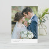 シンプルでエレガントな2枚の写真の結婚式のお礼カード サンキューカード (スタンド正面)
