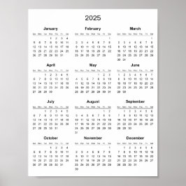 シンプルでエレガントな2025カレンダー |  ポスター