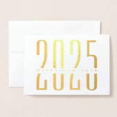 シンプルでエレガントな2025年新年のご挨 箔カード (封筒付き正面)