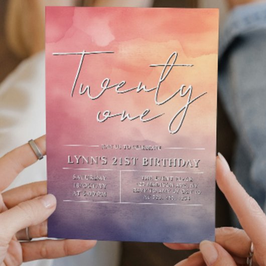 シンプルでエレガントな21歳の誕生日パーティー 招待状