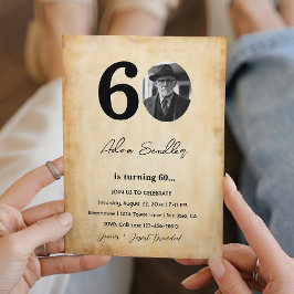 シンプルでエレガントな60歳の誕生日パーティー 招待状