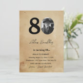 シンプルでエレガントな80歳の誕生日パーティー　ラスティック 招待状 (スタンド正面)