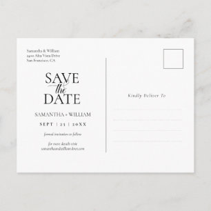 シンプルでエレガントなSave the Date ポストカード