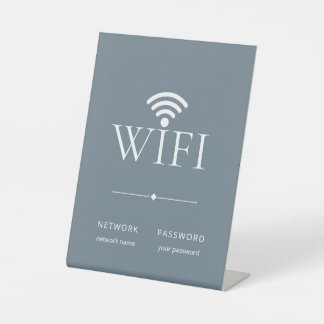 シンプルでエレガントなWiFiネットワークパスワード ダスティブルー 台座サイン