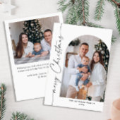 シンプルでエレガント おしゃれな 2 枚の写真を使ったクリスマス グリーティング シーズンカード