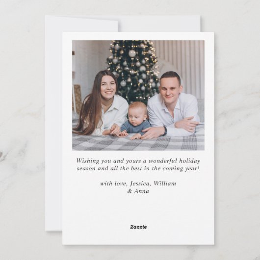 シンプルでエレガント おしゃれな 2 枚の写真を使ったクリスマス グリーティング シーズンカード (裏面)