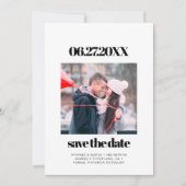 シンプルでエレガント、そしておしゃれなSave the dateの写真 招待状 (正面)
