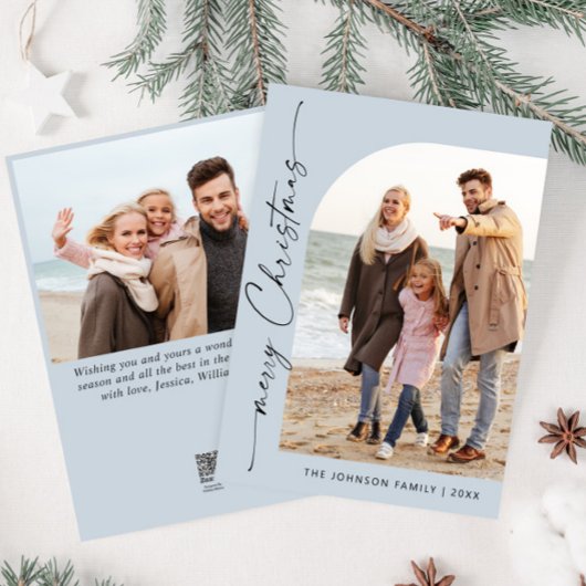 シンプルでエレガント、スタイリッシュ！ 2枚の写真で贈るクリスマス・グリーティング シーズンカード
