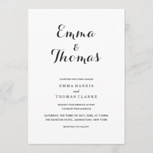 シンプルでエレガント   現代の結婚式招待状 招待状