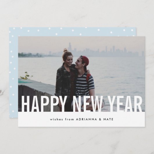 シンプルでカジュアルでシックな明けましておめでとうの写真 シーズンカード (正面/裏面)