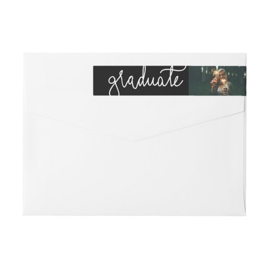 シンプルでカジュアルな大学院のタイポグラフィの写真 ラップアラウンドラベル (裏面)