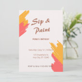 シンプルでカスタマイズ可能な飲みながら絵を描くパーティーの招待状 招待状 (スタンド正面)