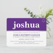 シンプルでカッコイイ名前のバルミツヴァ　スター　パープル 招待状 (スタンド正面)