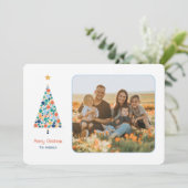 シンプルでカラフルなクリスマスツリーのクリスマスカード (スタンド正面)