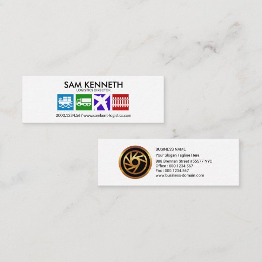 シンプルでカラフルな記号論理学の貨物輸送 スキニー名刺 (正面/裏面)