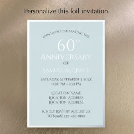 シンプルでクラシカルな結婚60周年記念パーティー 箔招待状