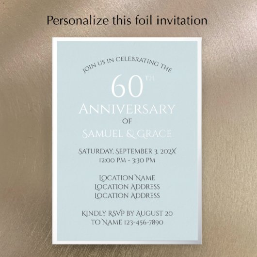 シンプルでクラシカルな結婚60周年記念パーティー 箔招待状