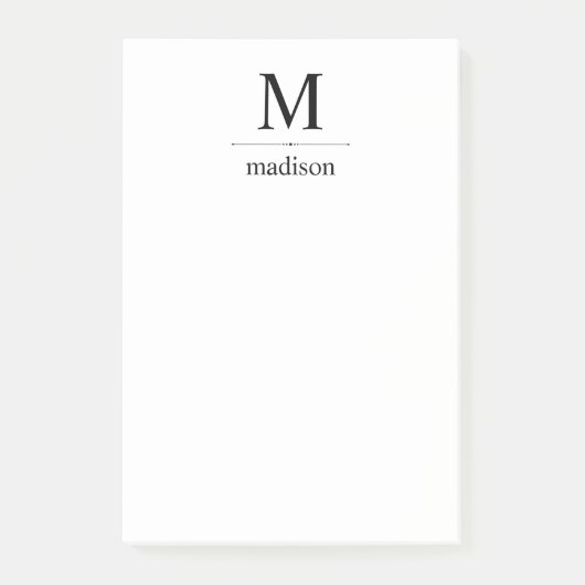 シンプルでクラシックな白黒モノグラム ポストイット (正面)
