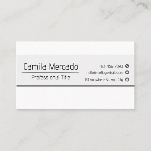 シンプルでクリーンな灰色のホワイトエグゼクティブテンプレート 名刺 (正面)