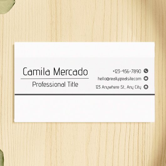 シンプルでクリーンな灰色のホワイトエグゼクティブテンプレート 名刺