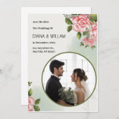 シンプルでグリーンな結婚式のお知らせ 招待状 (正面/裏面)