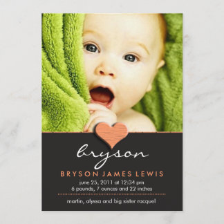 シンプルでシックなベビーの発表 案内状