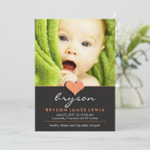シンプルでシックなベビーの発表 案内状 (スタンド正面)