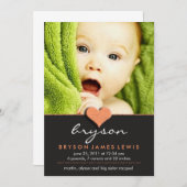 シンプルでシックなベビーの発表 案内状 (正面/裏面)